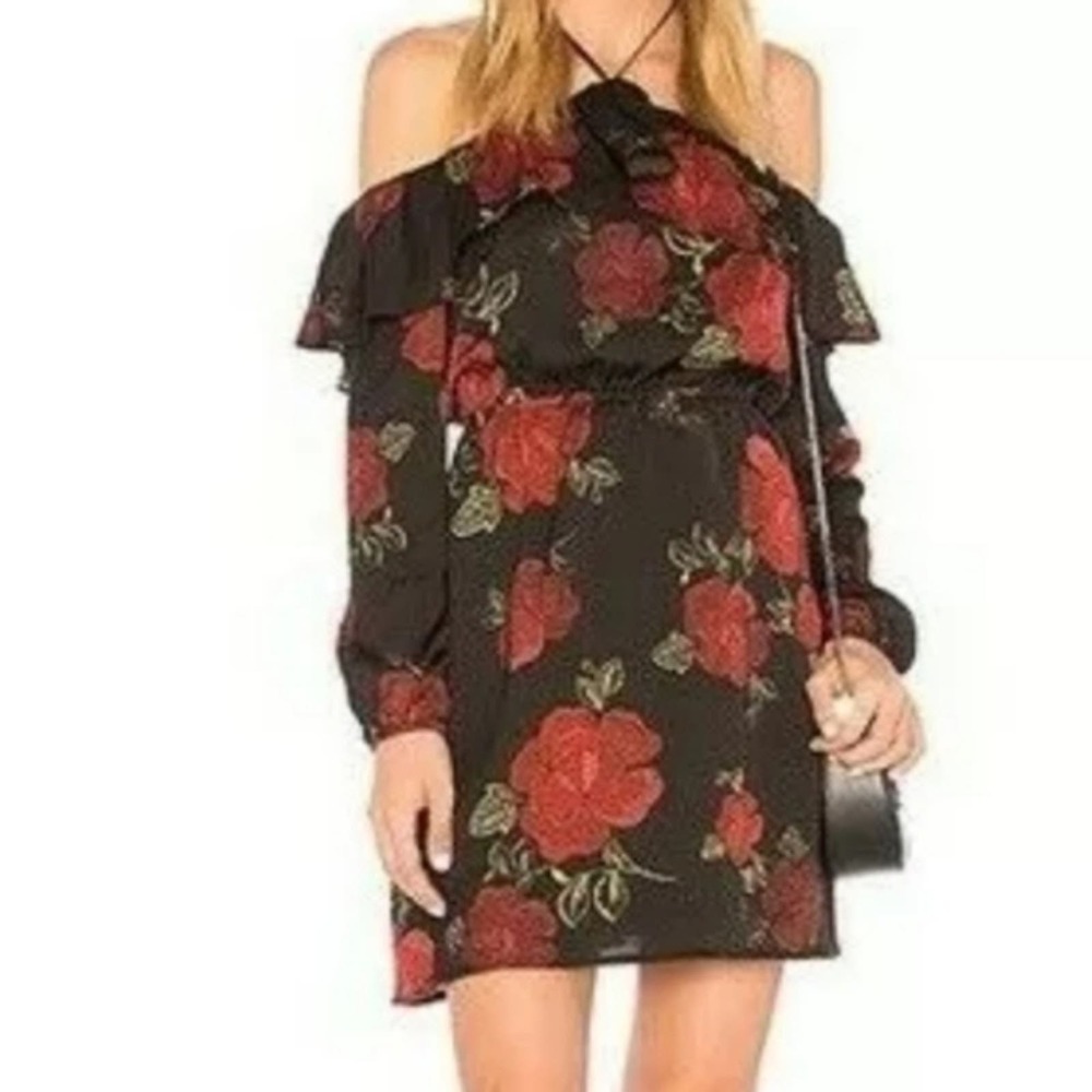 Cupcakes and Cashmere Boden black and red Halter Dress off shoulder size small